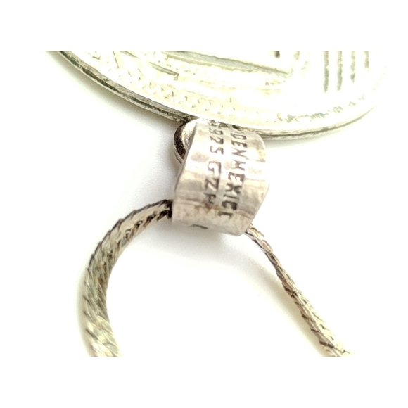 Sterling Silver Aztec Deity Round Pendant Necklace MEXICO STAMPED 17.5" - Picture 9 of 11